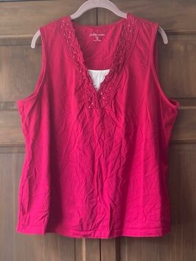 5/$15 Croft&Barrow Pink Cotton Tank Top 1X